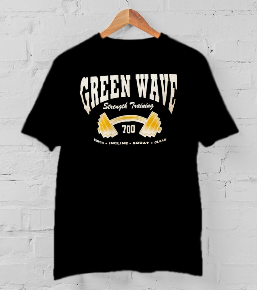 Green Wave Strength Training 700 Bench Incline Squat Clean Barbell T-Shirt