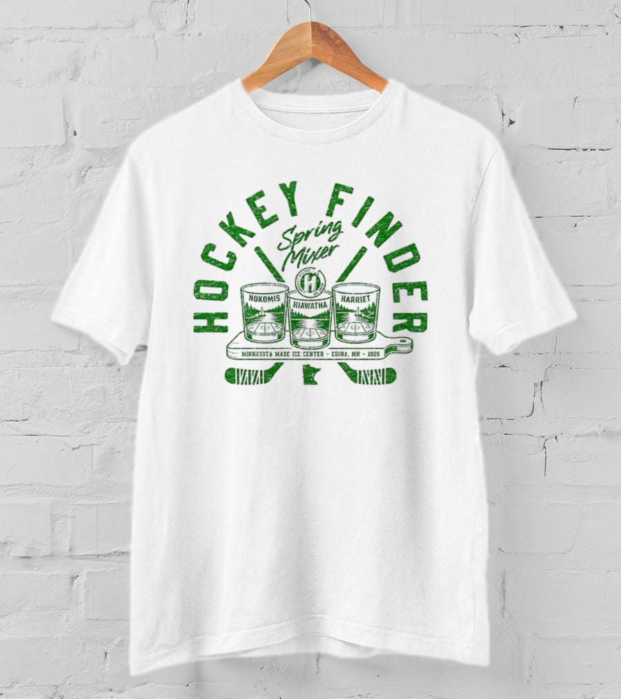 Hockey Finder Spring Mixer With Green Drinks And Sticks T-Shirt