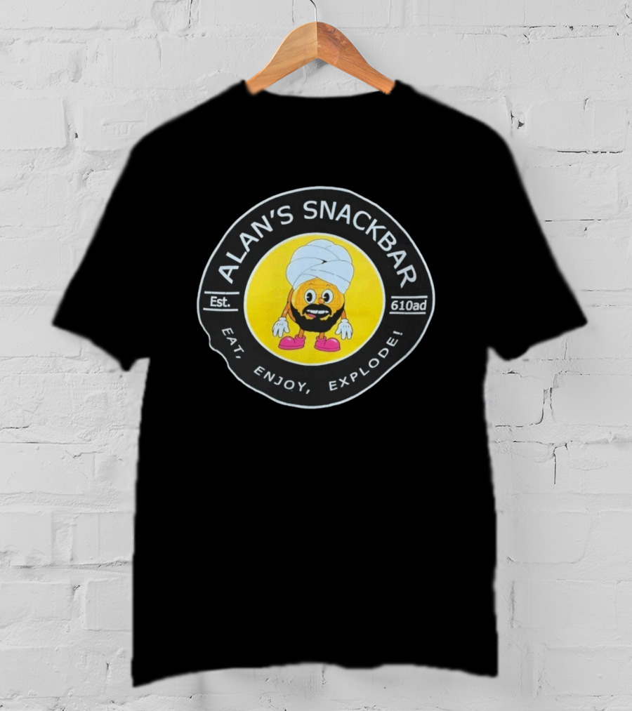 Alan's Snackbar Eat Enjoy Explode Est 610AD Circular T-Shirt