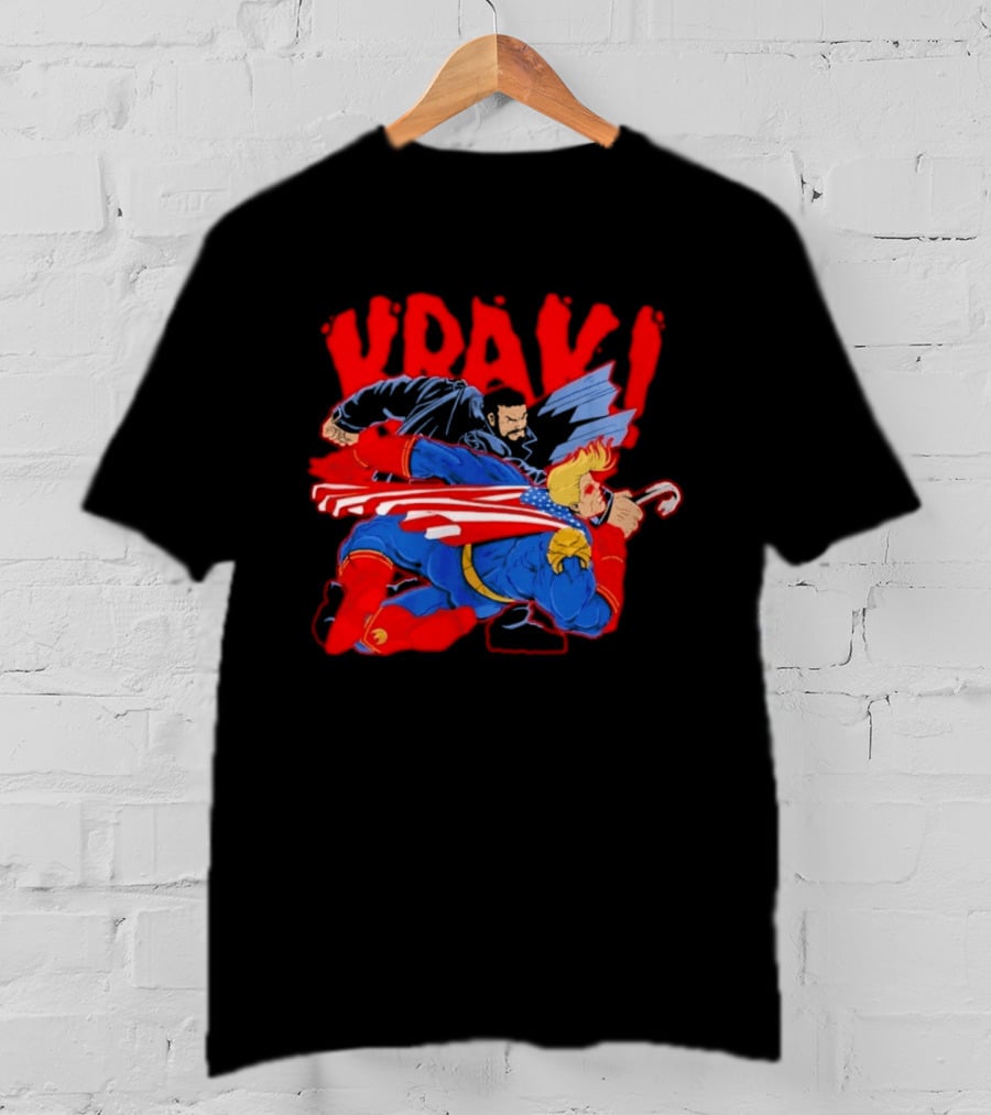 Billy Butcher Punching Homelander VRAK Comic Style Showdown T-Shirt