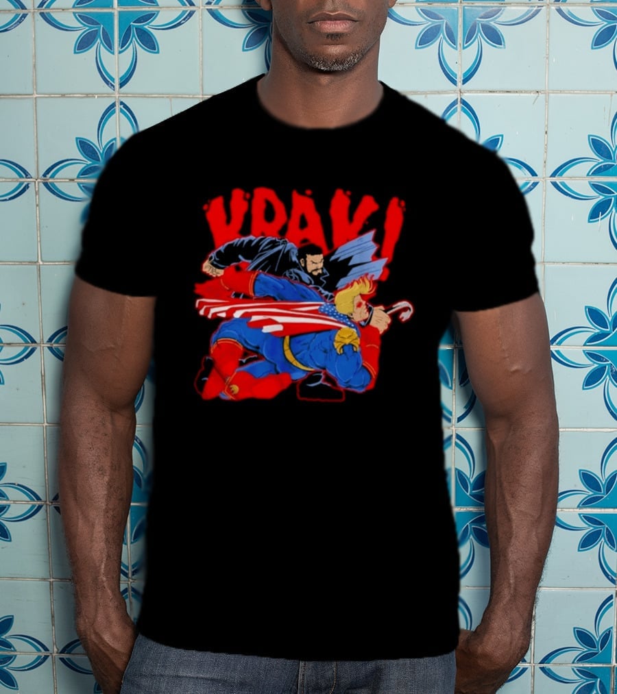 Billy Butcher Punching Homelander VRAK Comic Style Showdown T-Shirt