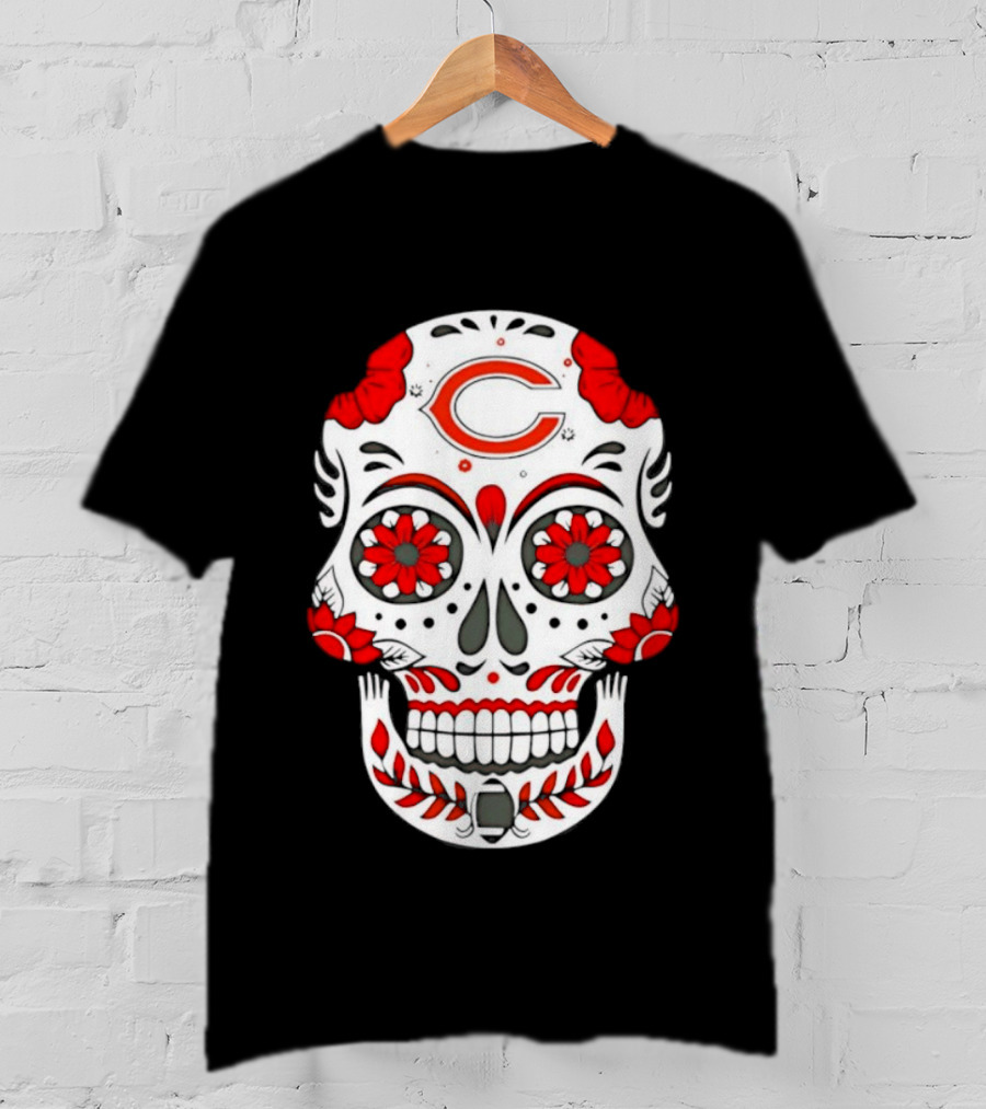 Chicago Bears Dia De Los Muertos Sugar Skull C T-Shirt
