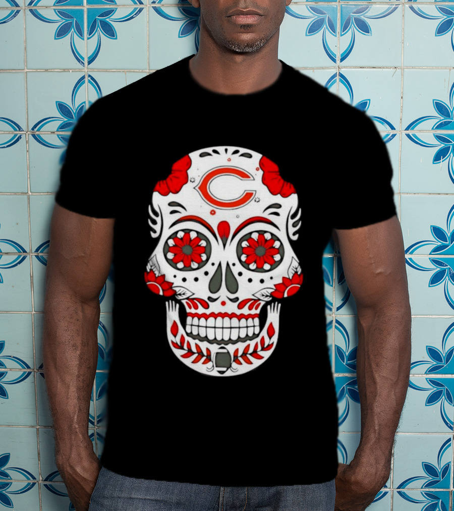 Chicago Bears Dia De Los Muertos Sugar Skull C T-Shirt