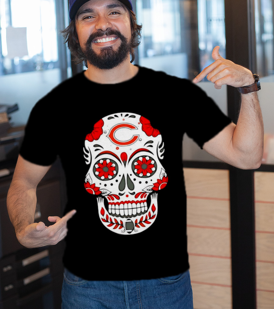 Chicago Bears Dia De Los Muertos Sugar Skull C T-Shirt