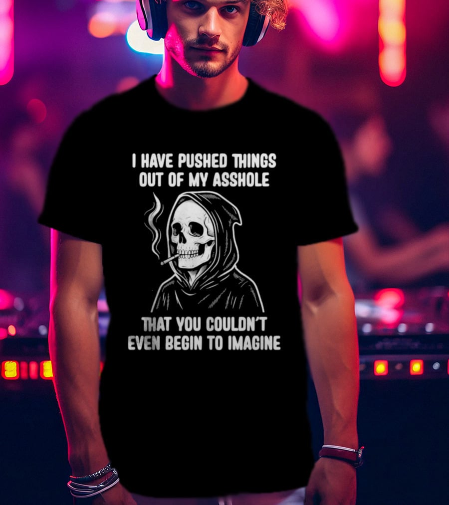Skeleton Grim Reaper Smoking Dark Humor Sarcastic T-Shirt
