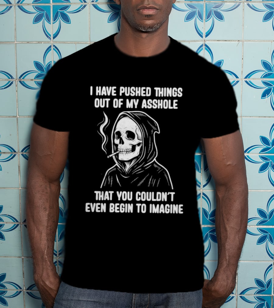 Skeleton Grim Reaper Smoking Dark Humor Sarcastic T-Shirt