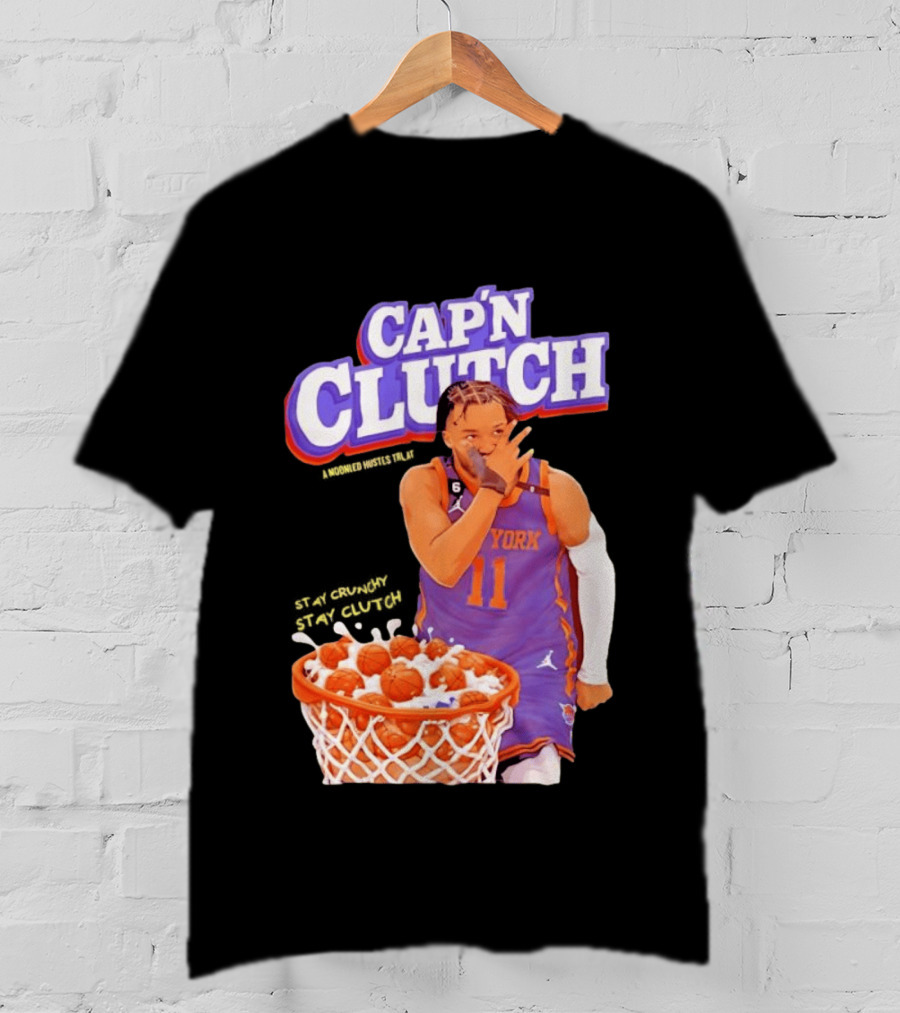 New York Knicks Jalen Brunson Capn Clutch Basketball Cereal Stay Crunchy T-Shirt