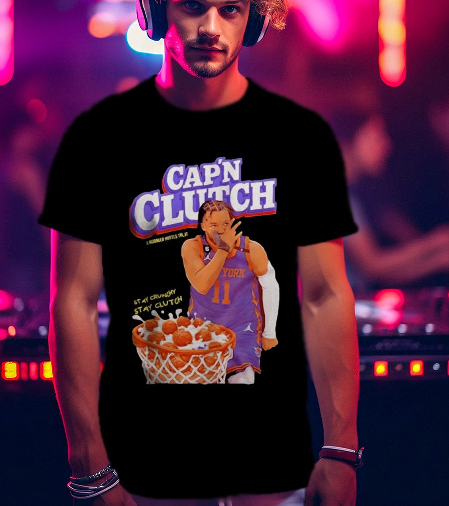 New York Knicks Jalen Brunson Capn Clutch Basketball Cereal Stay Crunchy T-Shirt