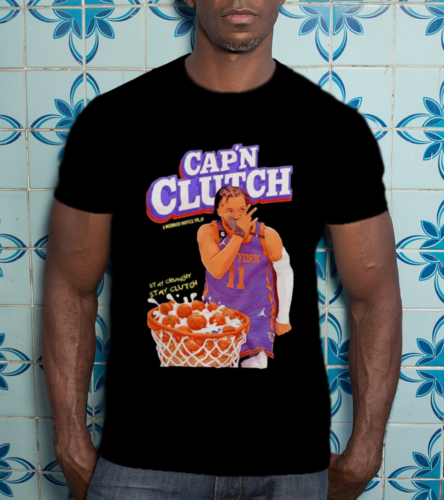New York Knicks Jalen Brunson Capn Clutch Basketball Cereal Stay Crunchy T-Shirt