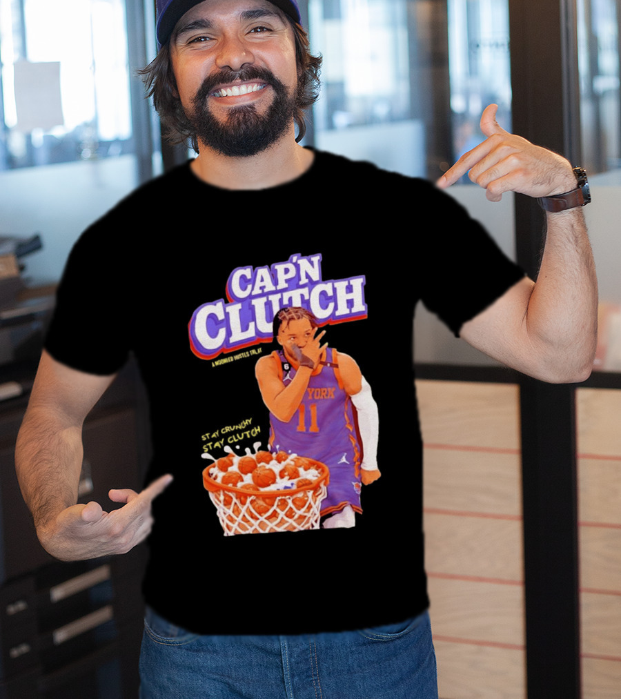 New York Knicks Jalen Brunson Capn Clutch Basketball Cereal Stay Crunchy T-Shirt