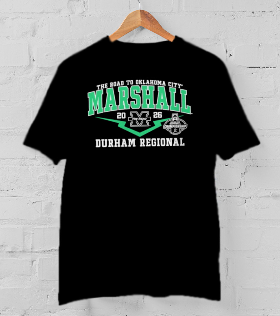 Marshall Thundering Herd 2026 M Logo Durham Regional The Road To Oklahoma City T-Shirt