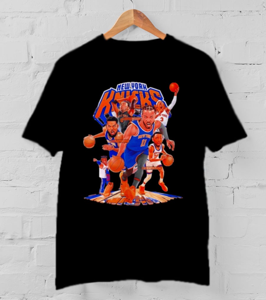 New York Knicks Team Animation Styles Retro Basketball Players T-Shirt