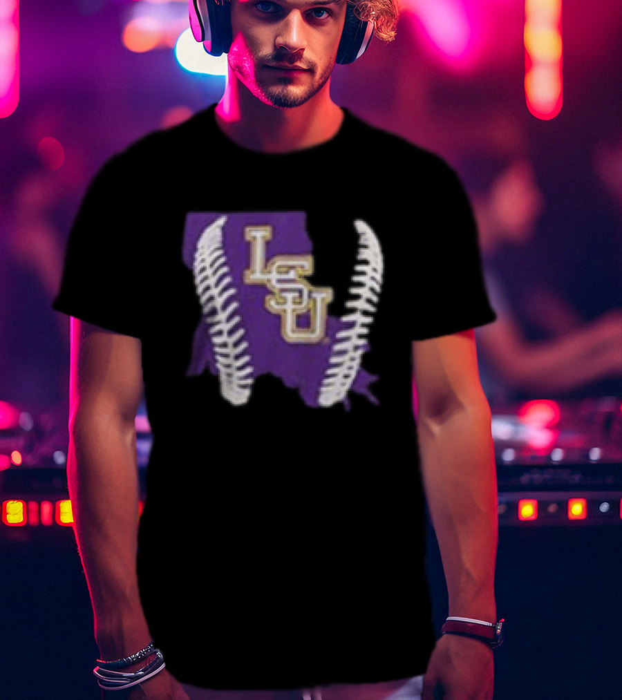 LSU Tigers 2026 Purple Baseball LSU Shape T-Shirt