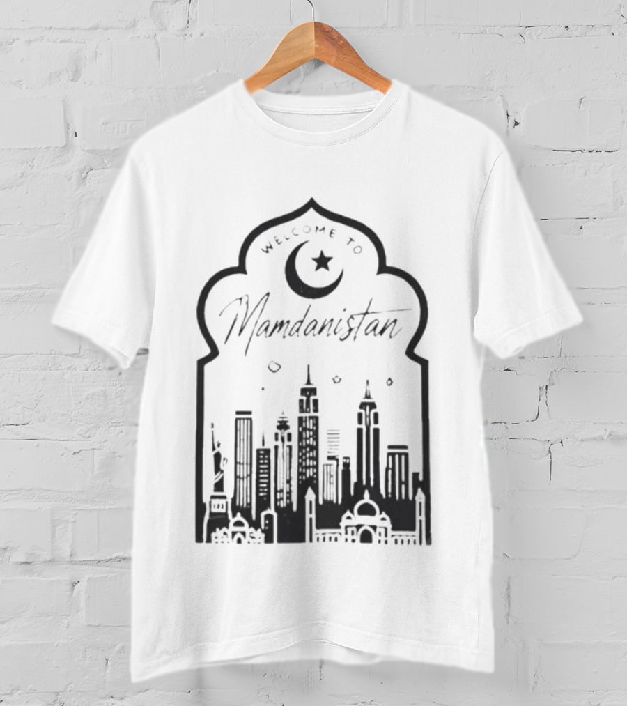Welcome To Mamdanistan 2026 Back Skyline Crescent Star T-Shirt