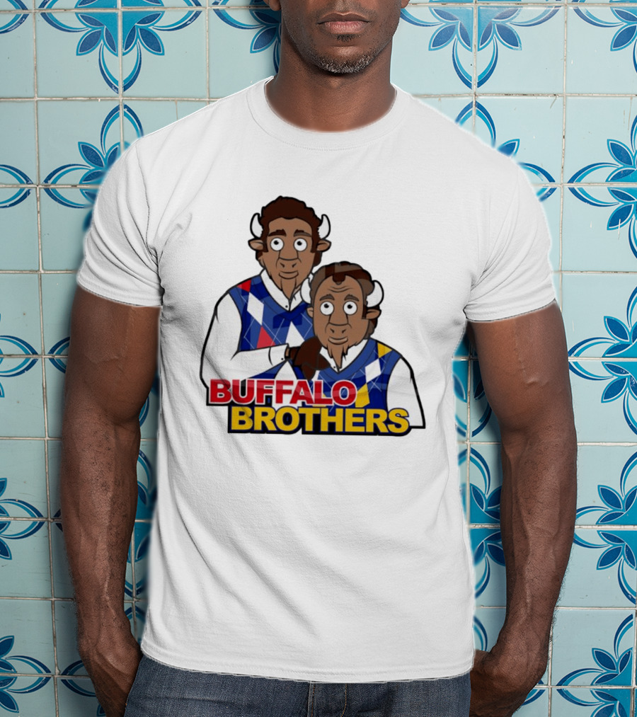 Buffalo Brothers Bison Characters Cartoon Duo T-Shirt