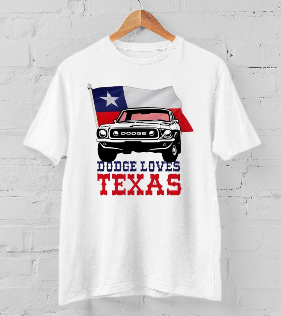 Dodge Loves Texas State Flag Mustang T-Shirt