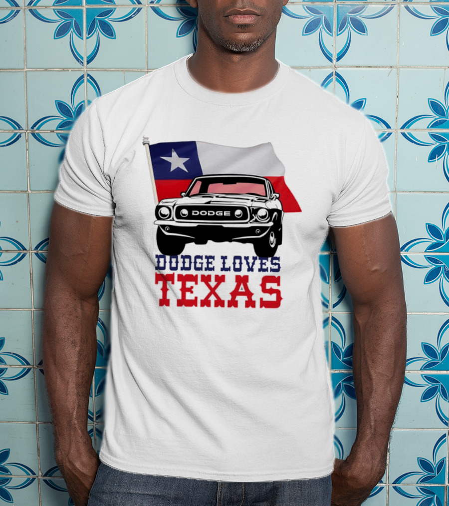 Dodge Loves Texas State Flag Mustang T-Shirt