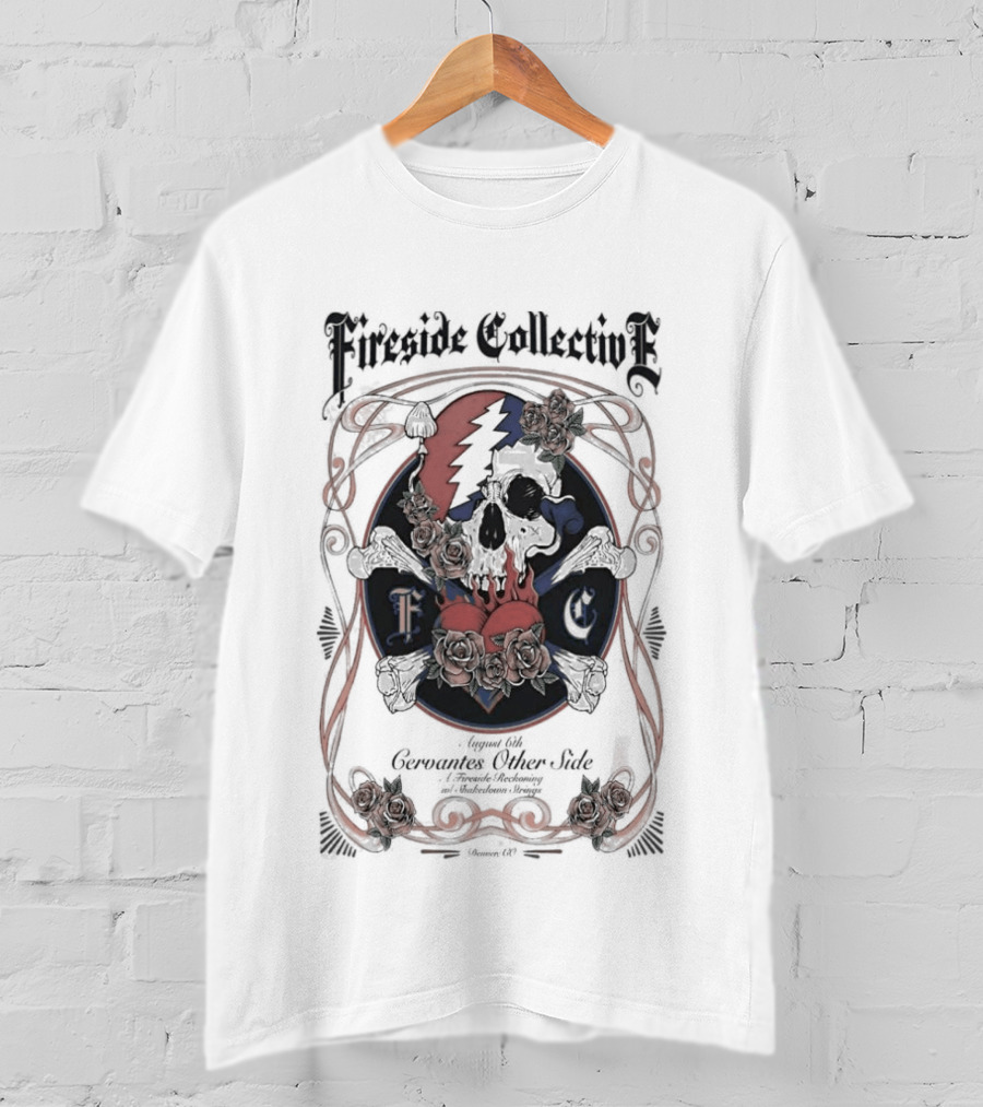 Fireside Collective Denver August 6 2026 Skull Flowers Lightning Bolt T-Shirt
