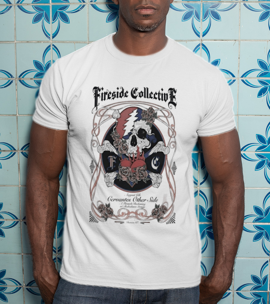 Fireside Collective Denver August 6 2026 Skull Flowers Lightning Bolt T-Shirt