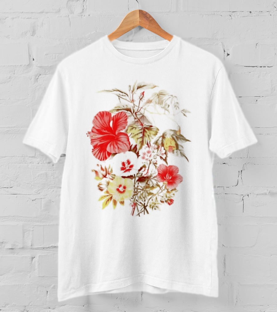 Hibiscus Mallow Cotton Floral Blossoms T-Shirt