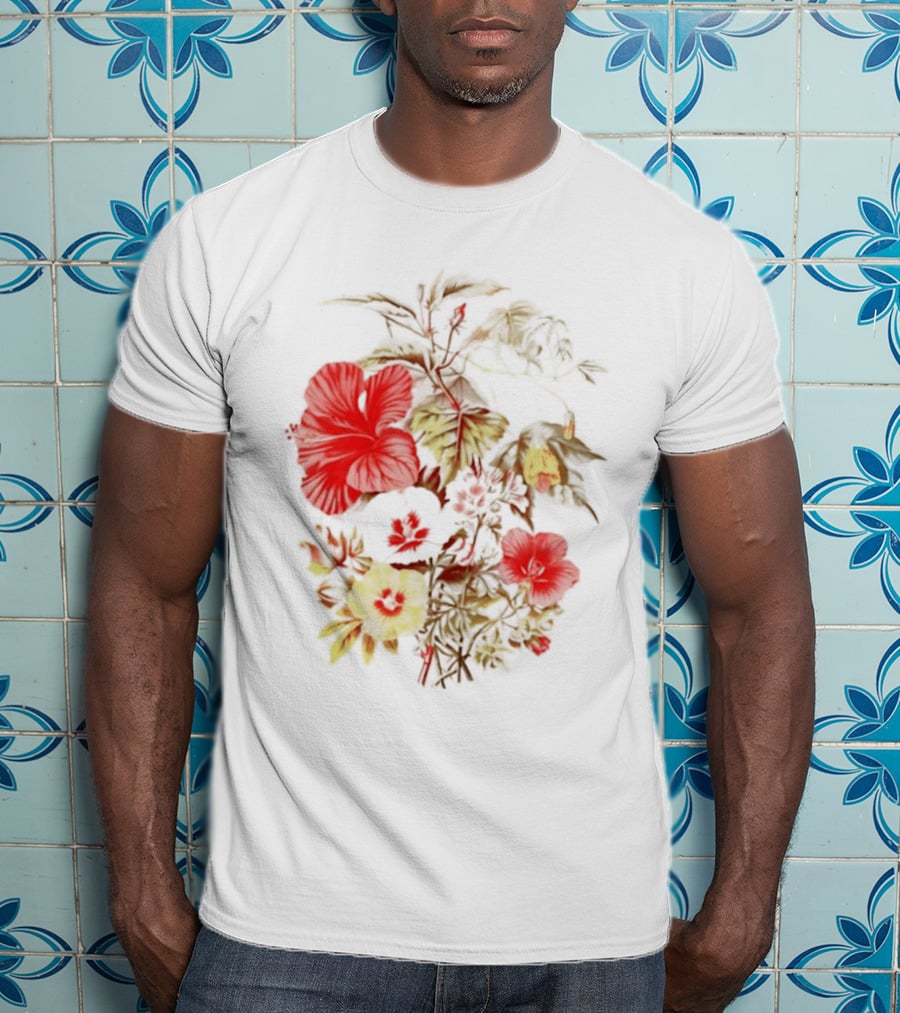 Hibiscus Mallow Cotton Floral Blossoms T-Shirt