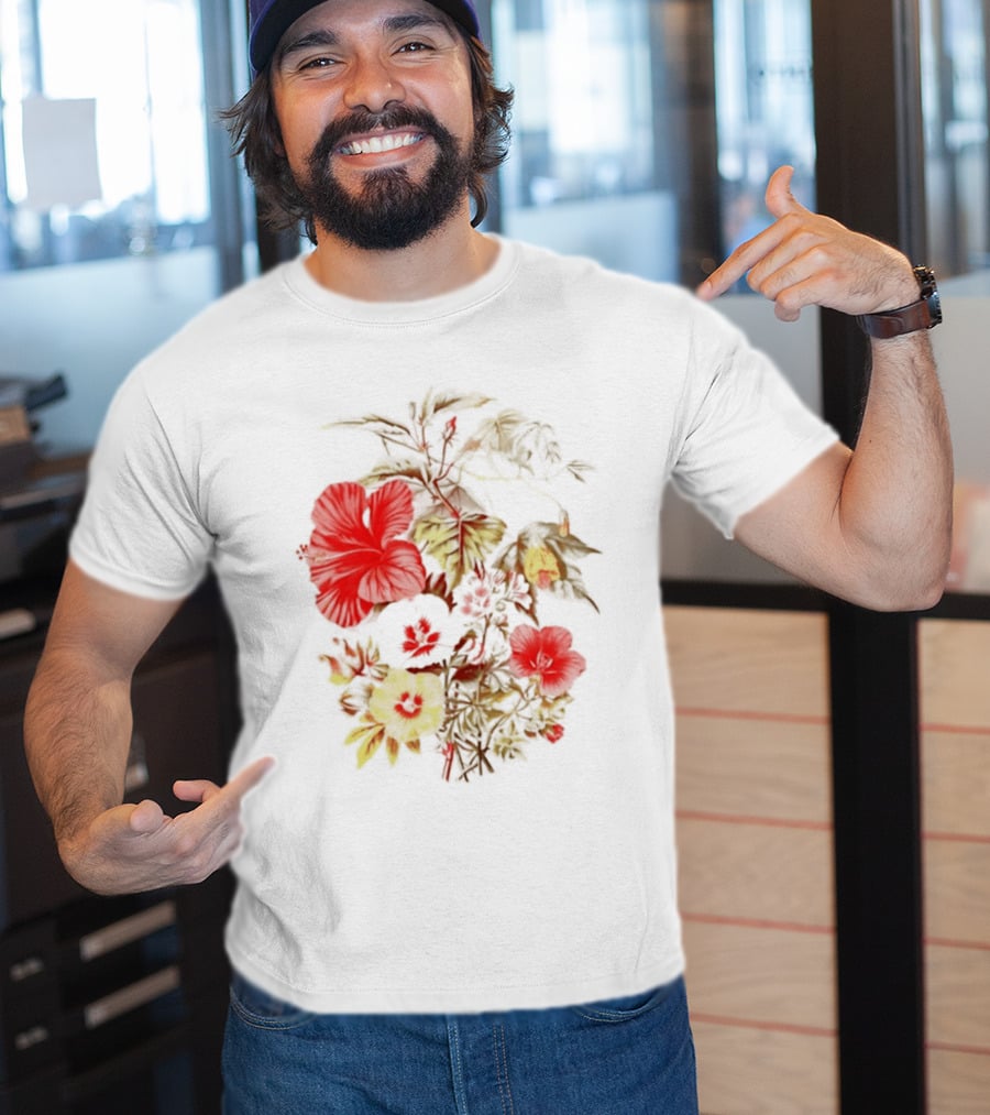 Hibiscus Mallow Cotton Floral Blossoms T-Shirt
