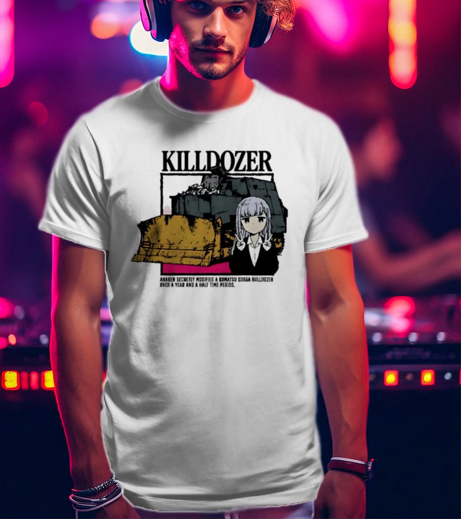 Killdozer Komatsu D355A Aharen Reina Anime Crossover Machinery T-Shirt