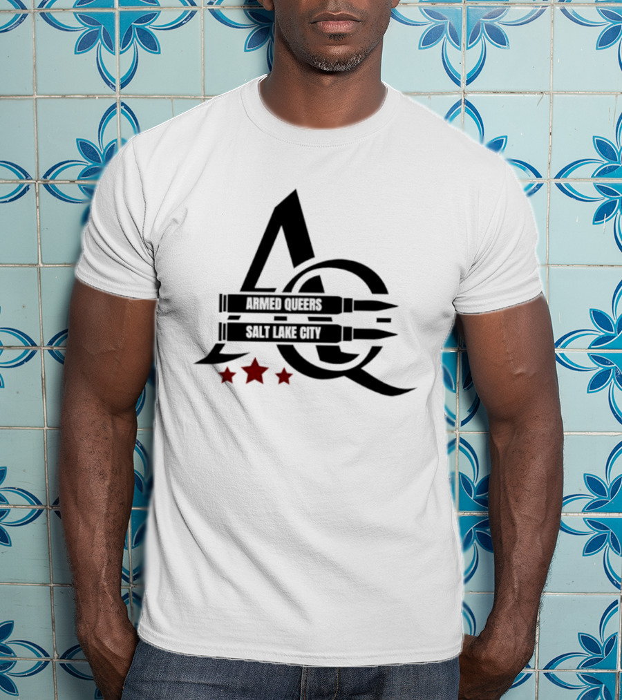 Armed Queers Salt Lake City AQ Bullet Logo Three Stars T-Shirt