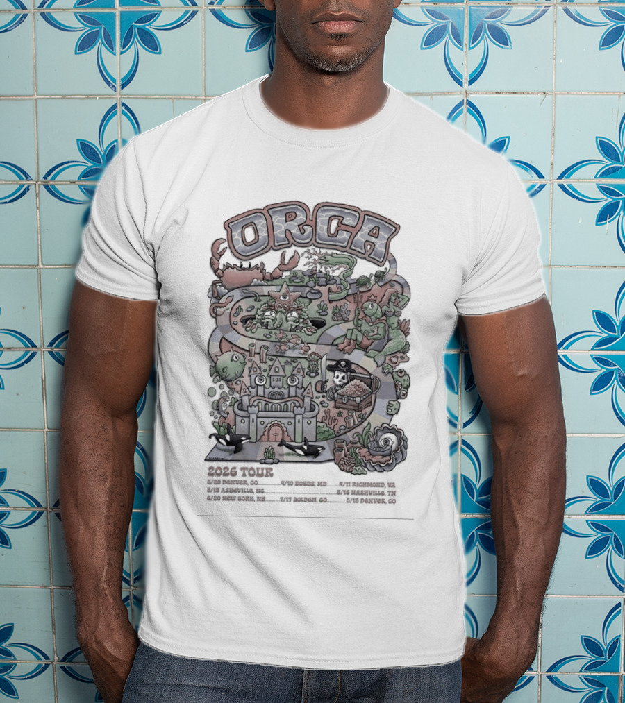 Orca 2026 Summer Tour Dates With Colorful Fantasy Castle And Creatures T-Shirt