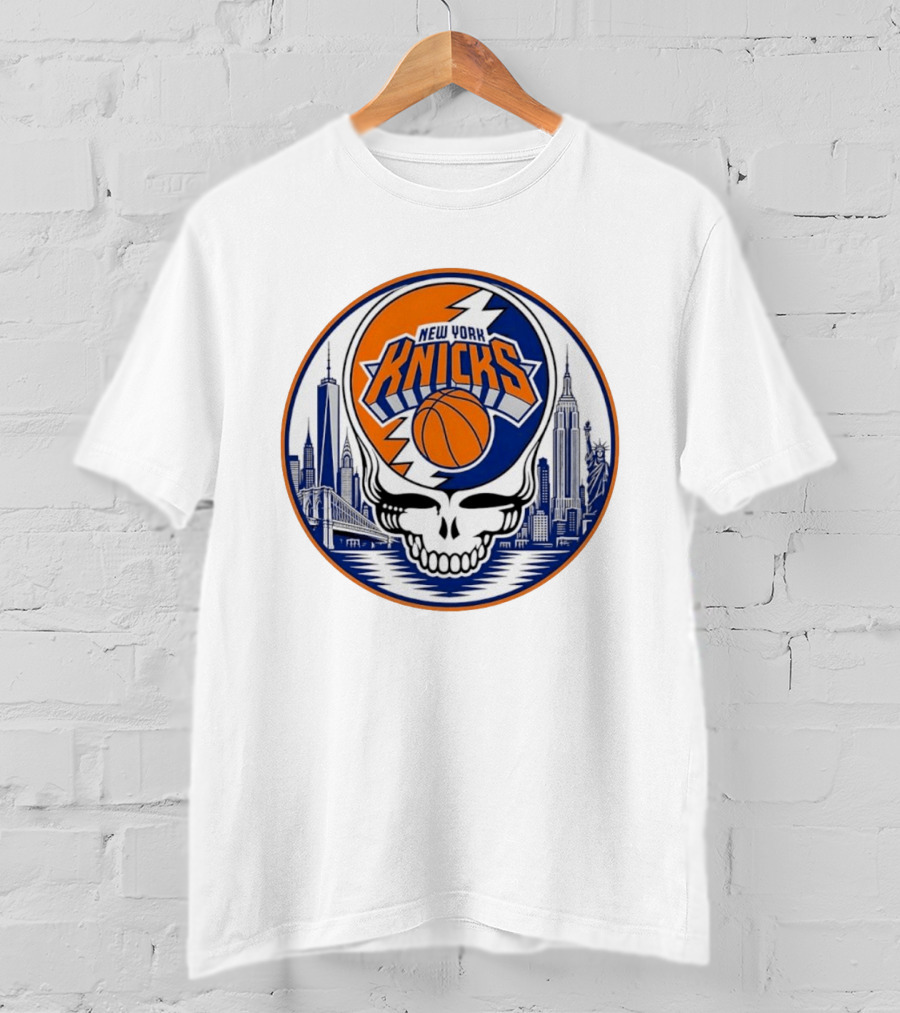New York Knicks Grateful Dead Skyline Basketball T-Shirt
