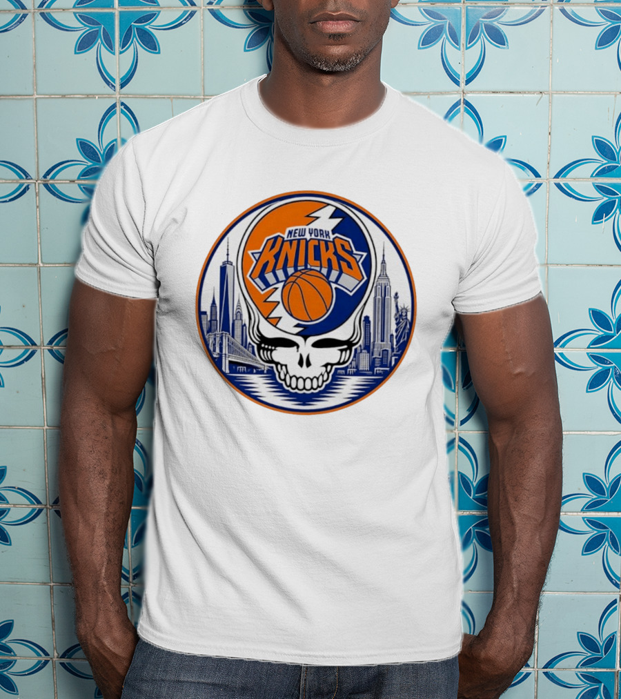 New York Knicks Grateful Dead Skyline Basketball T-Shirt