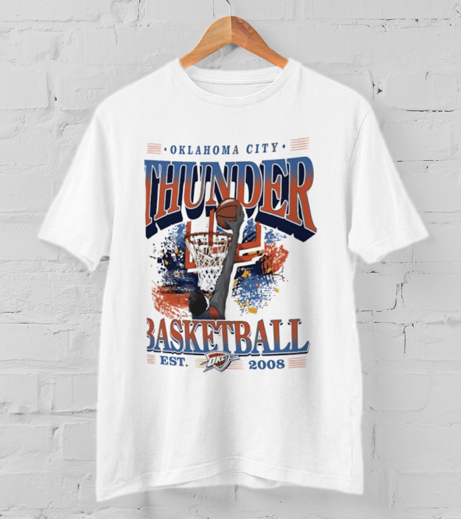 Oklahoma City Thunder Basketball Est 2008 OKC Slam Dunk Hoop T-Shirt