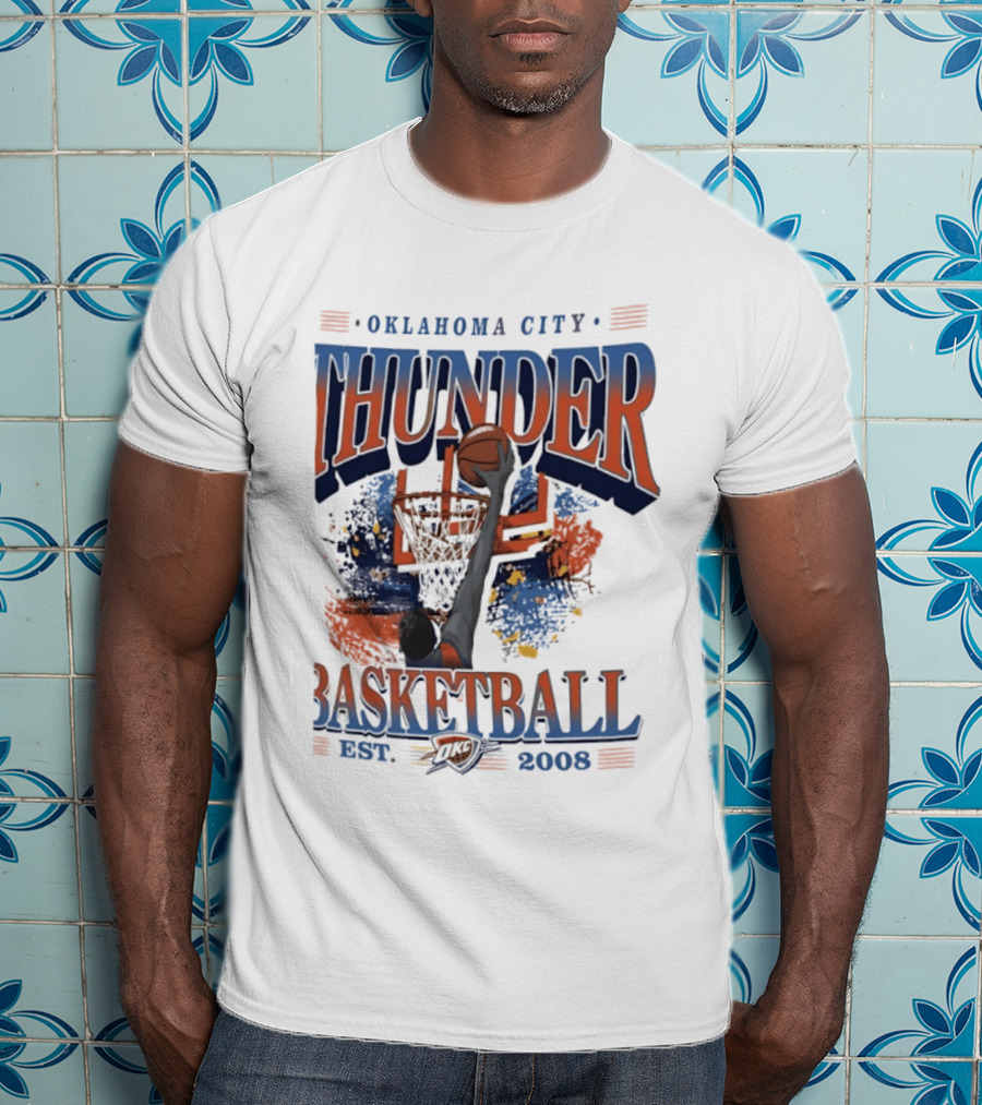Oklahoma City Thunder Basketball Est 2008 OKC Slam Dunk Hoop T-Shirt