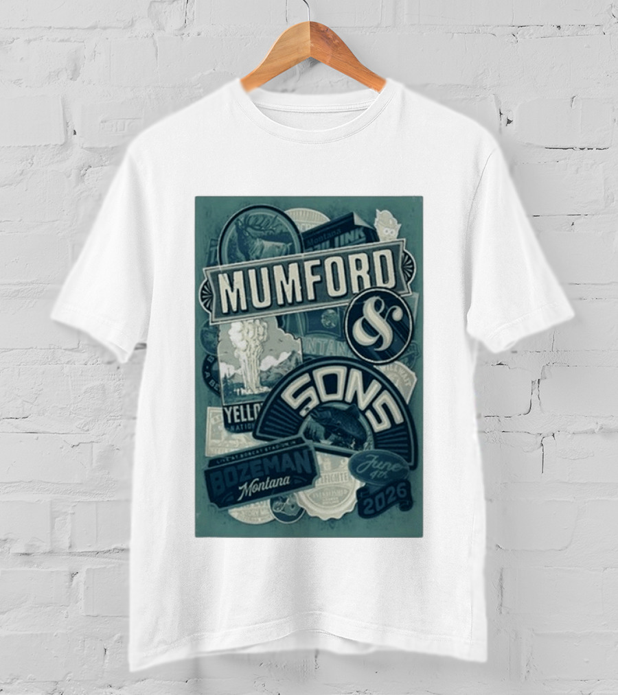 Mumford & Sons Bozeman Montana June 4 2026 Bobcat Stadium Yellowstone National Park T-Shirt