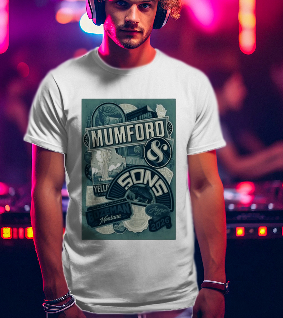 Mumford & Sons Bozeman Montana June 4 2026 Bobcat Stadium Yellowstone National Park T-Shirt