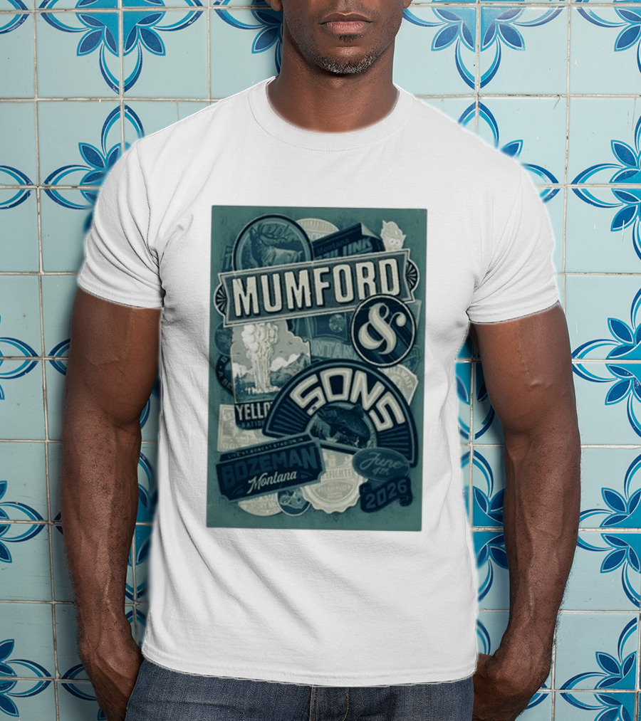 Mumford & Sons Bozeman Montana June 4 2026 Bobcat Stadium Yellowstone National Park T-Shirt