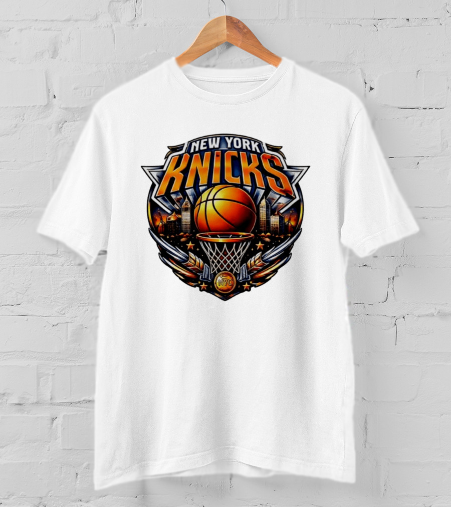 New York Knicks Basketball NYC Skyline Hoops T-Shirt