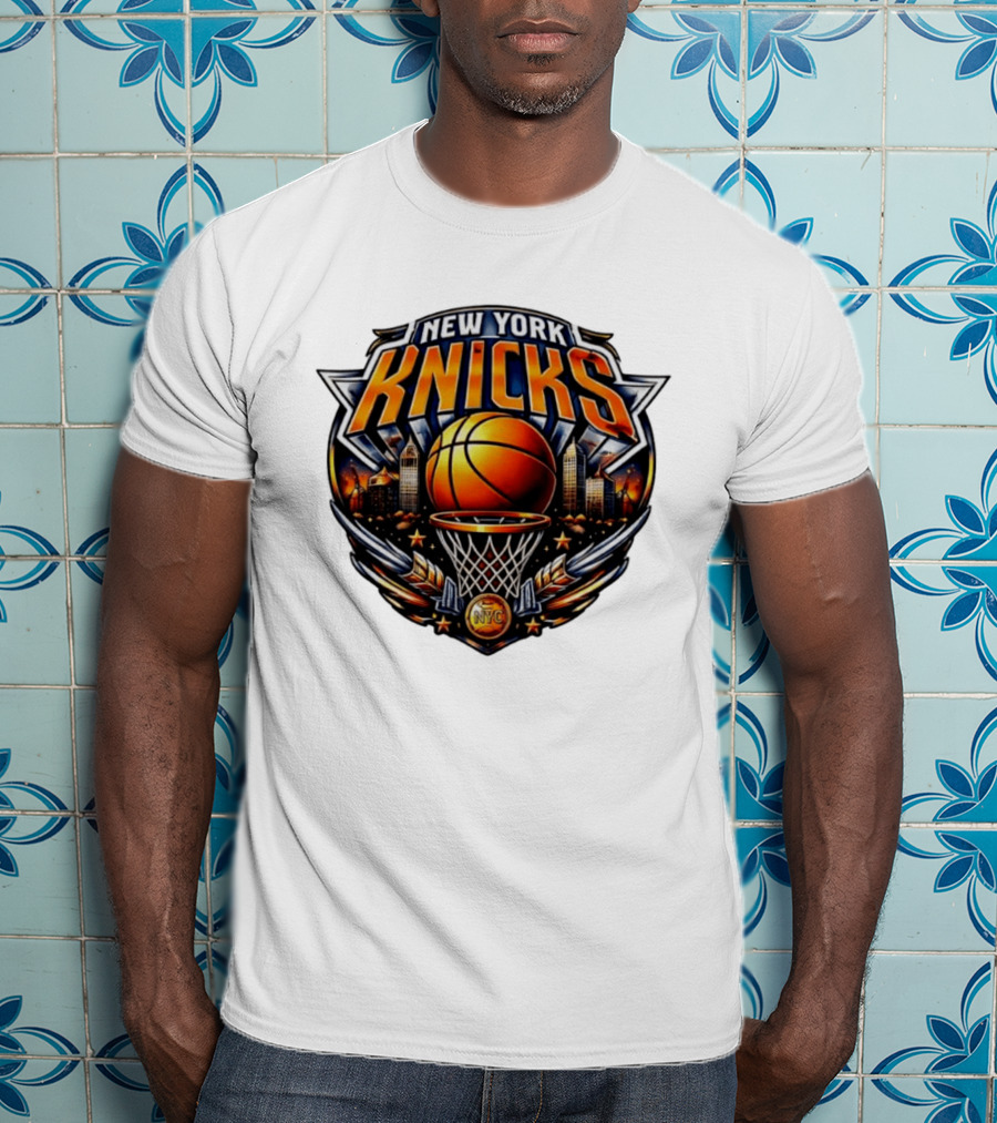 New York Knicks Basketball NYC Skyline Hoops T-Shirt