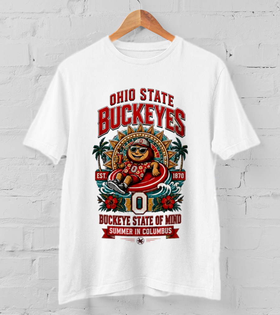 Ohio State Buckeyes Buckeye State Of Mind Summer In Columbus Est 1870 T-Shirt