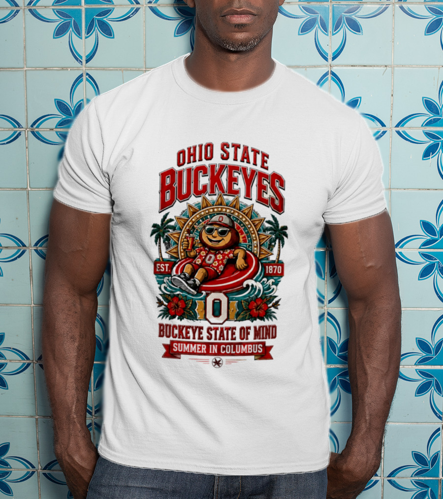 Ohio State Buckeyes Buckeye State Of Mind Summer In Columbus Est 1870 T-Shirt