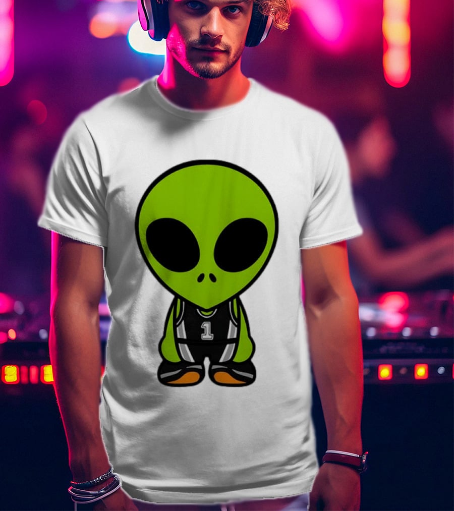 Alien Victor Wembanyama Cartoon Basketball Number 1 T-Shirt