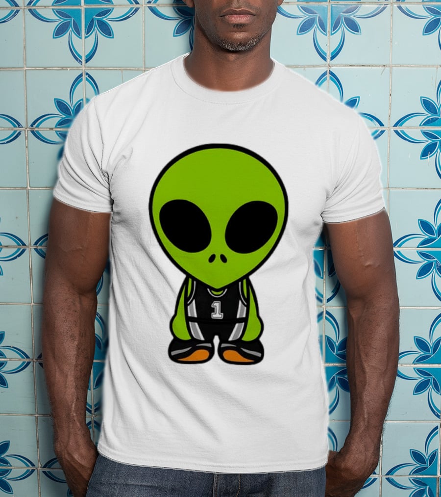 Alien Victor Wembanyama Cartoon Basketball Number 1 T-Shirt