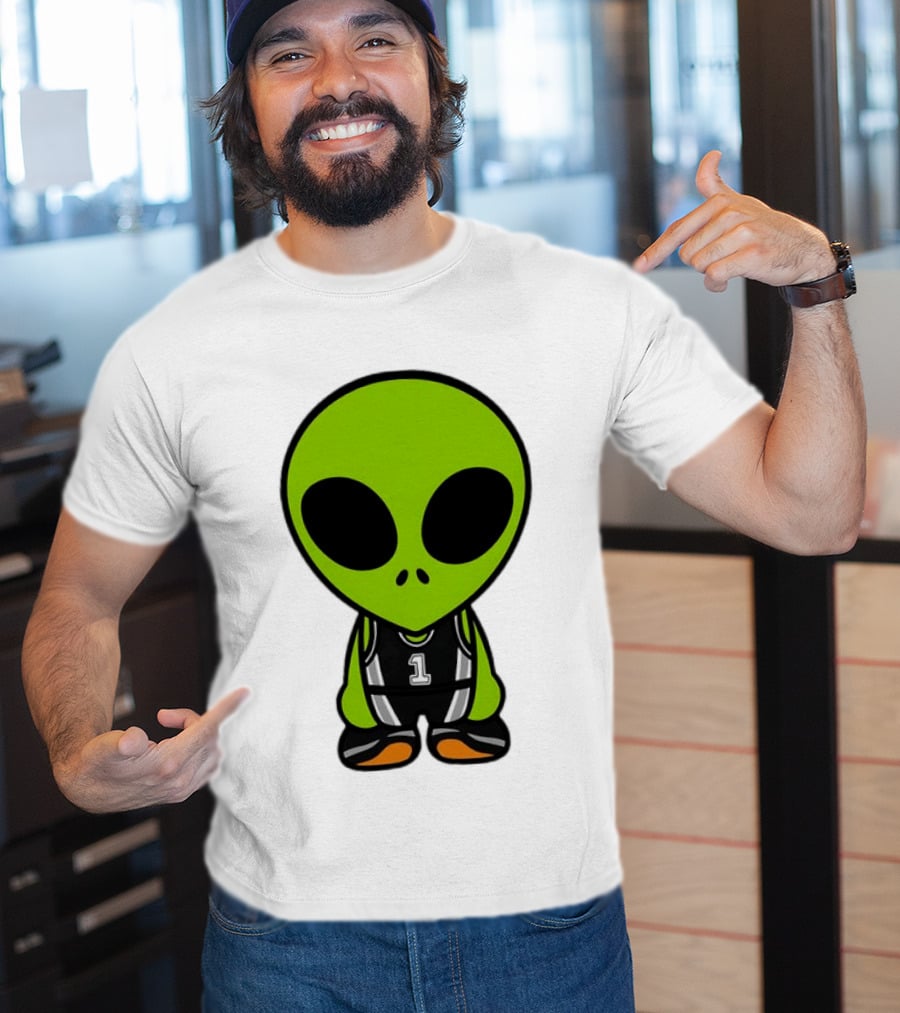 Alien Victor Wembanyama Cartoon Basketball Number 1 T-Shirt
