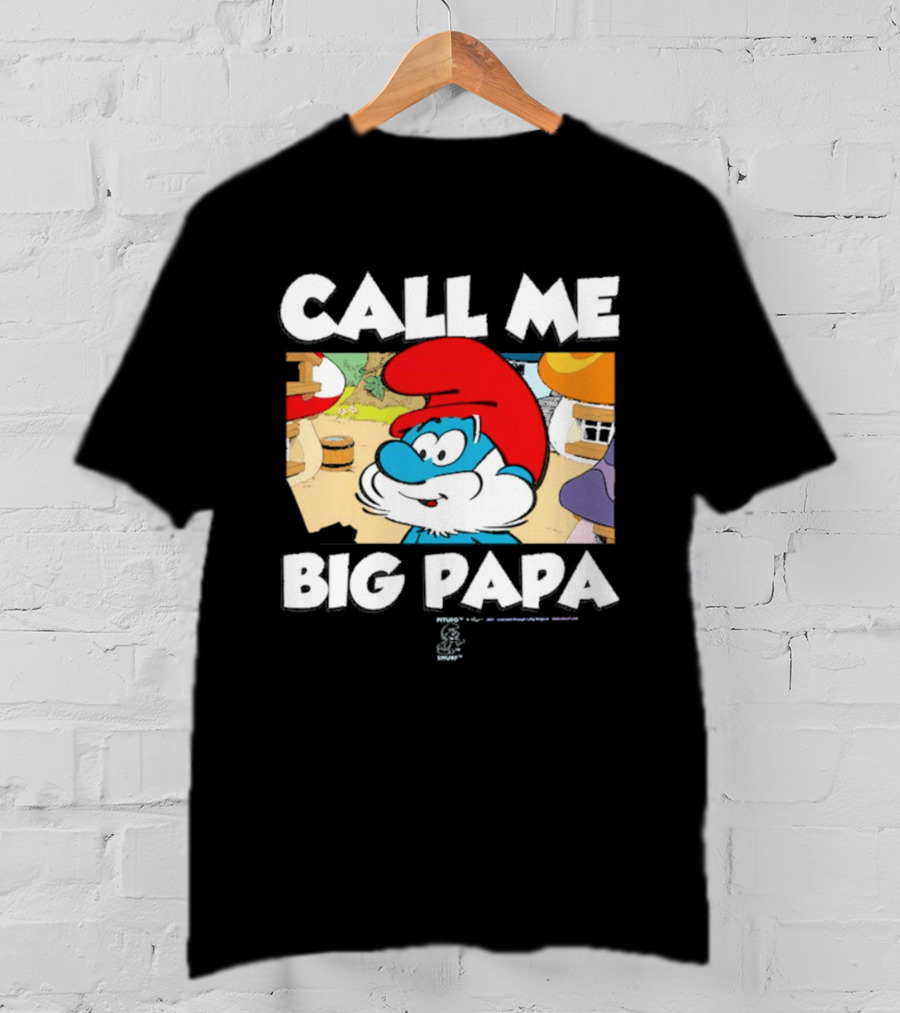 Call Me Big Papa Smurf Iconic Cartoon Character Scene T-Shirt