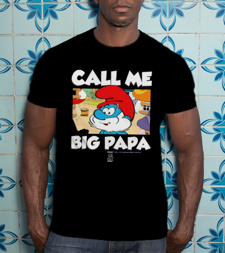 Call Me Big Papa Smurf Iconic Cartoon Character Scene T-Shirt