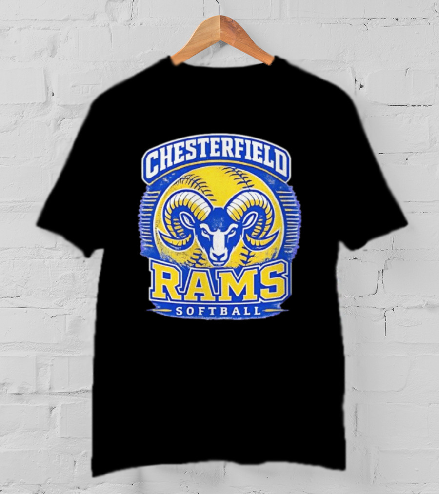 Chesterfield Rams Softball Blue And Yellow Team T-Shirt
