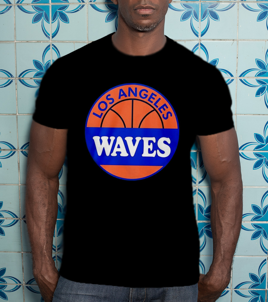 Los Angeles Waves Basketball Theme Circle T-Shirt