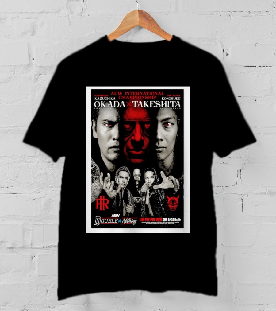 AEW International Championship Kazuchika Okada Vs Konosuke Takeshita Double Or Nothing 2026 Pay Per View T-Shirt