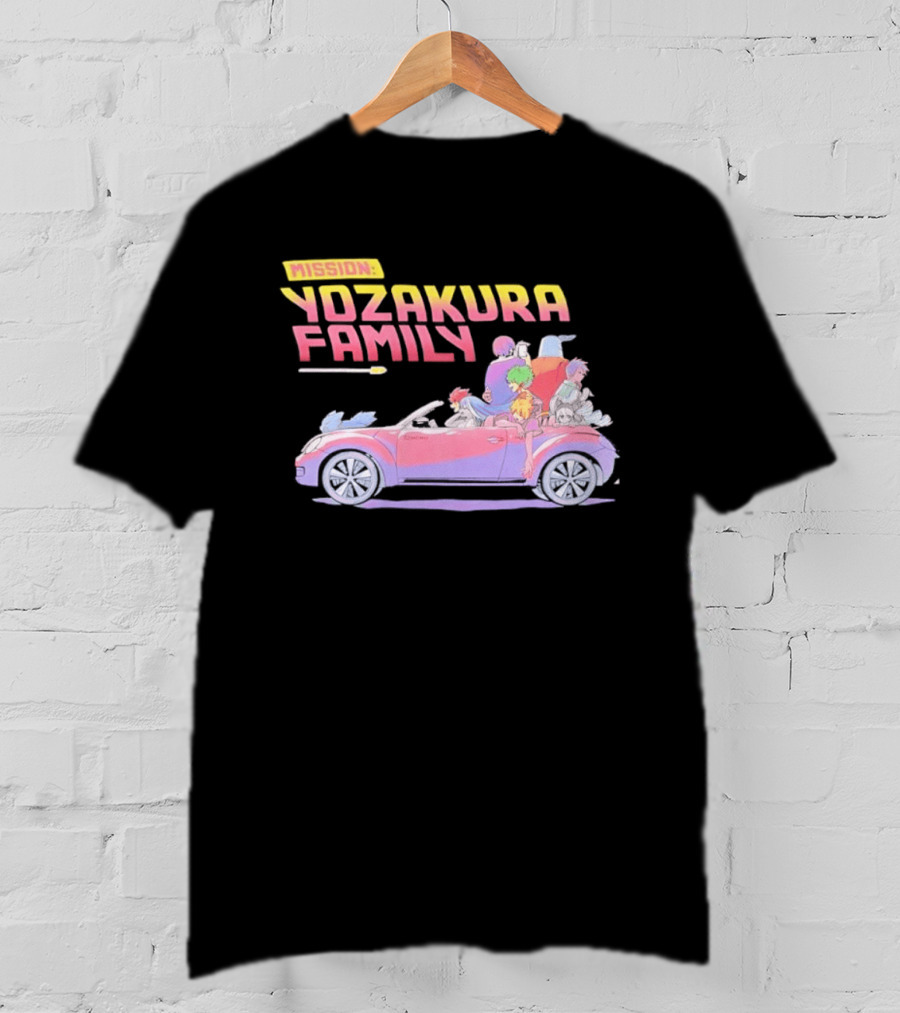 Mission Yozakura Family Anime Characters In Red Convertible Car T-Shirt
