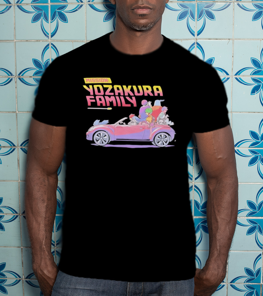 Mission Yozakura Family Anime Characters In Red Convertible Car T-Shirt